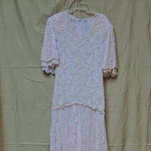 White and pink beaded dress
